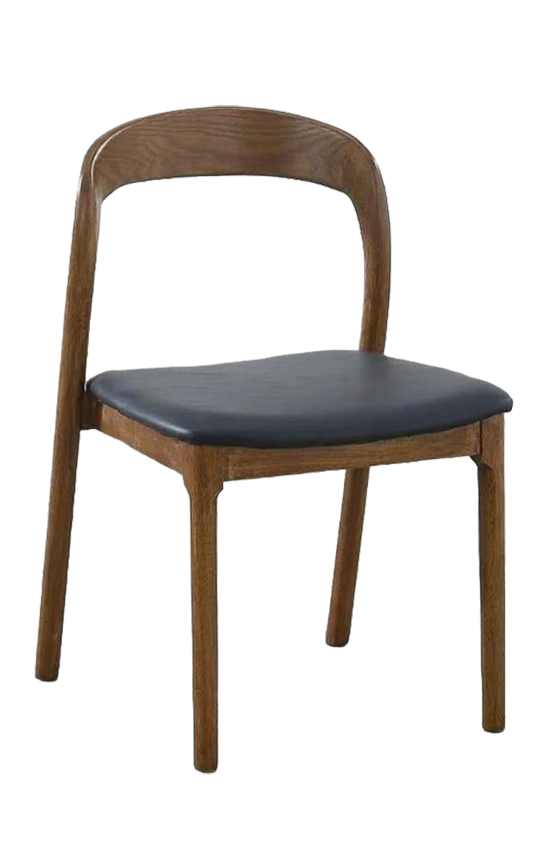 Walnut Chair with Black Seat, Made by Rubber wood