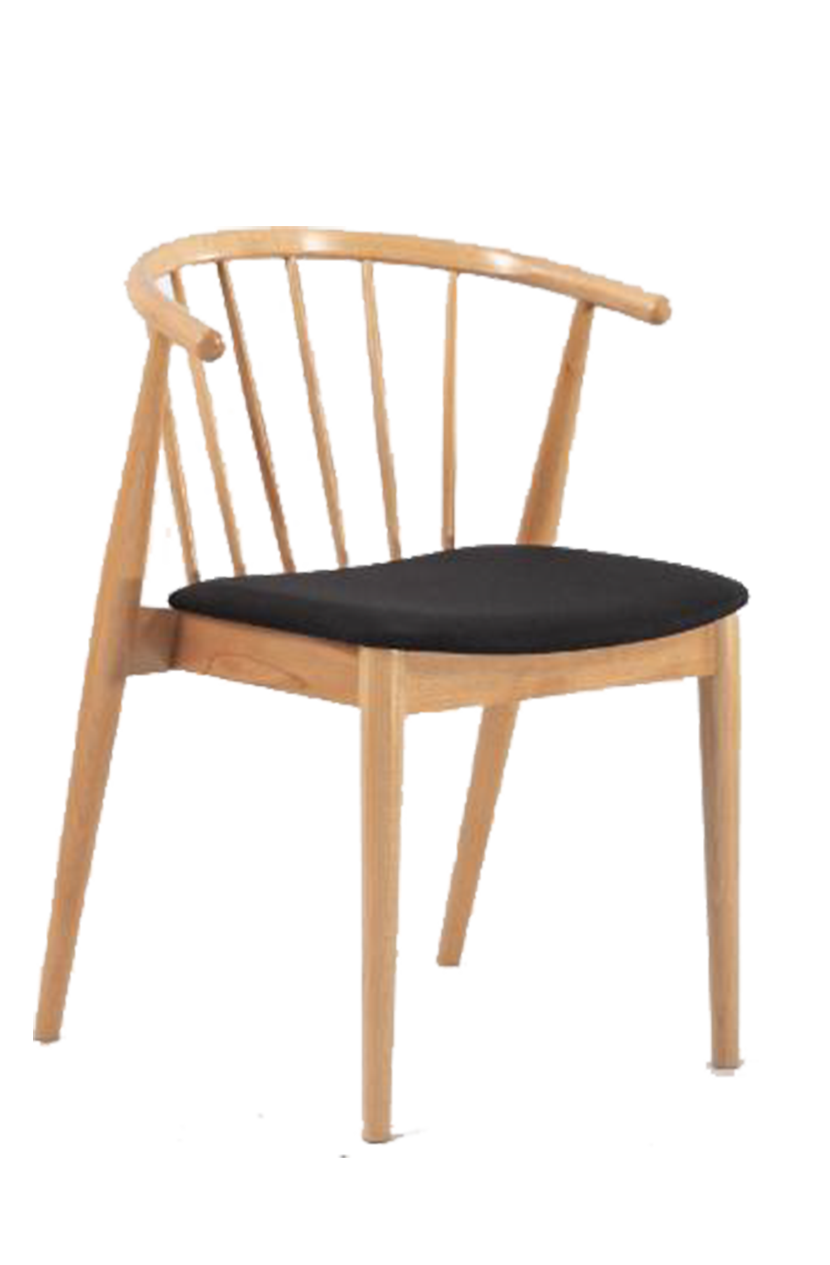 Beech/Ash wood Chair with Black Vinyl Seat, Finish Natural