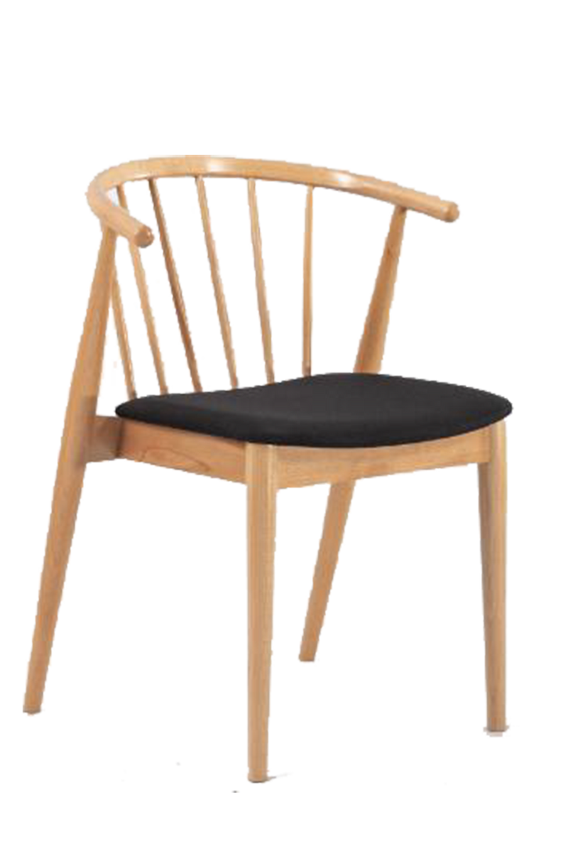 Beech/Ash wood Chair with Black Vinyl Seat, Finish Natural