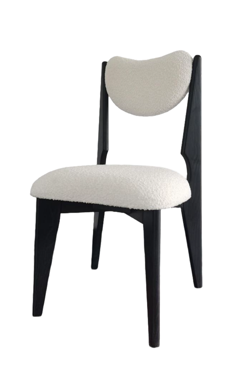 White Vinyl Seat and Back Chair made by Ash wood ,Finish Black/Walnut/Natural
