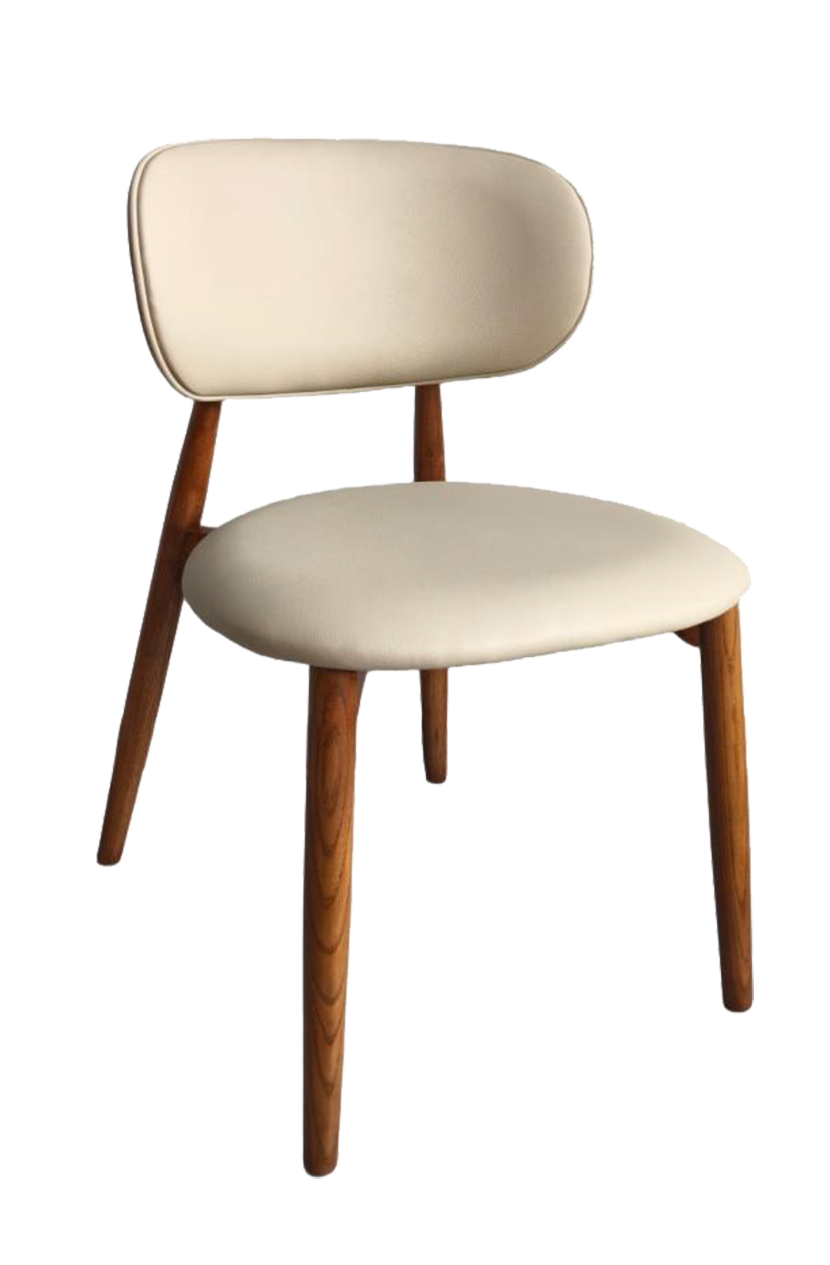 Beige Vinyl Seat and Back Ash wood Chair, Finish Walnut/Natural/Black