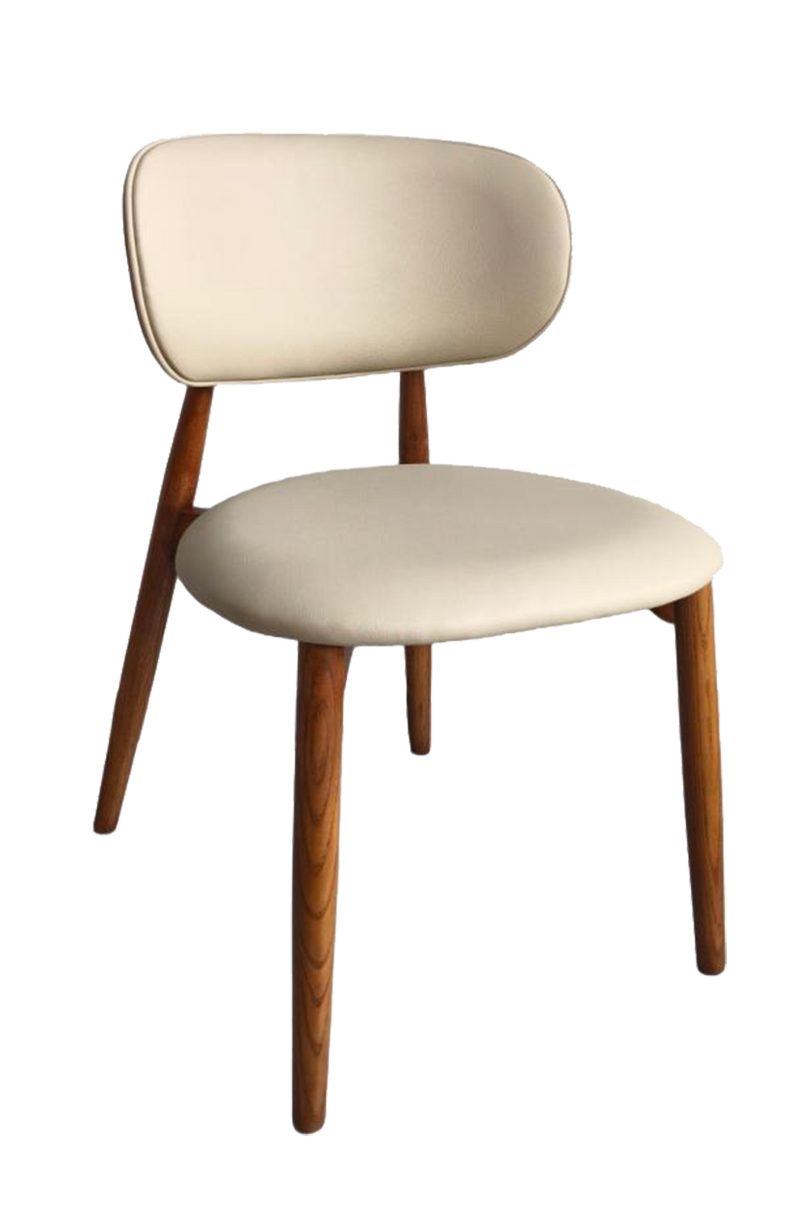 Beige Vinyl Seat and Back Ash wood Chair, Finish Walnut/Natural/Black