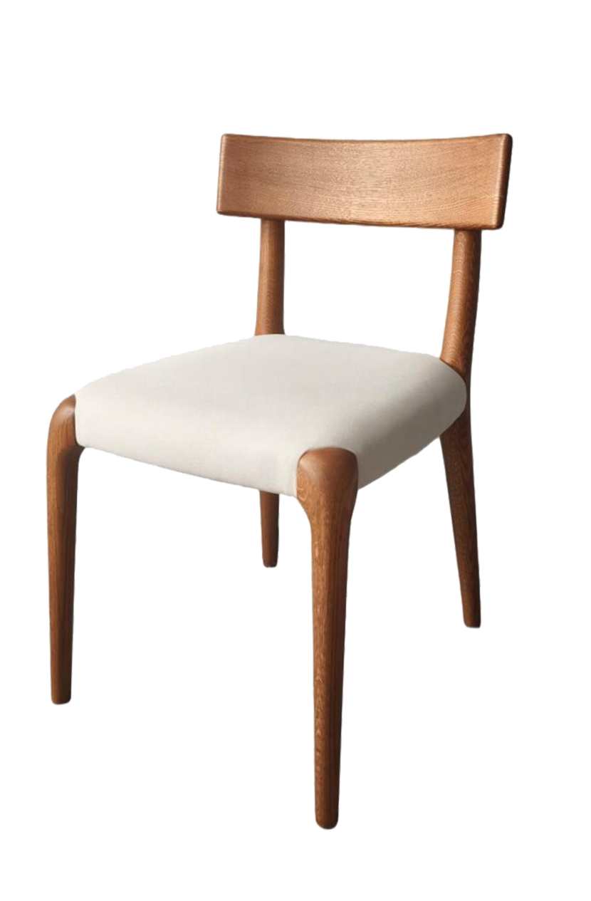 Beige Vinyl Seat Chair made by Rubber wood , Finish Walnut