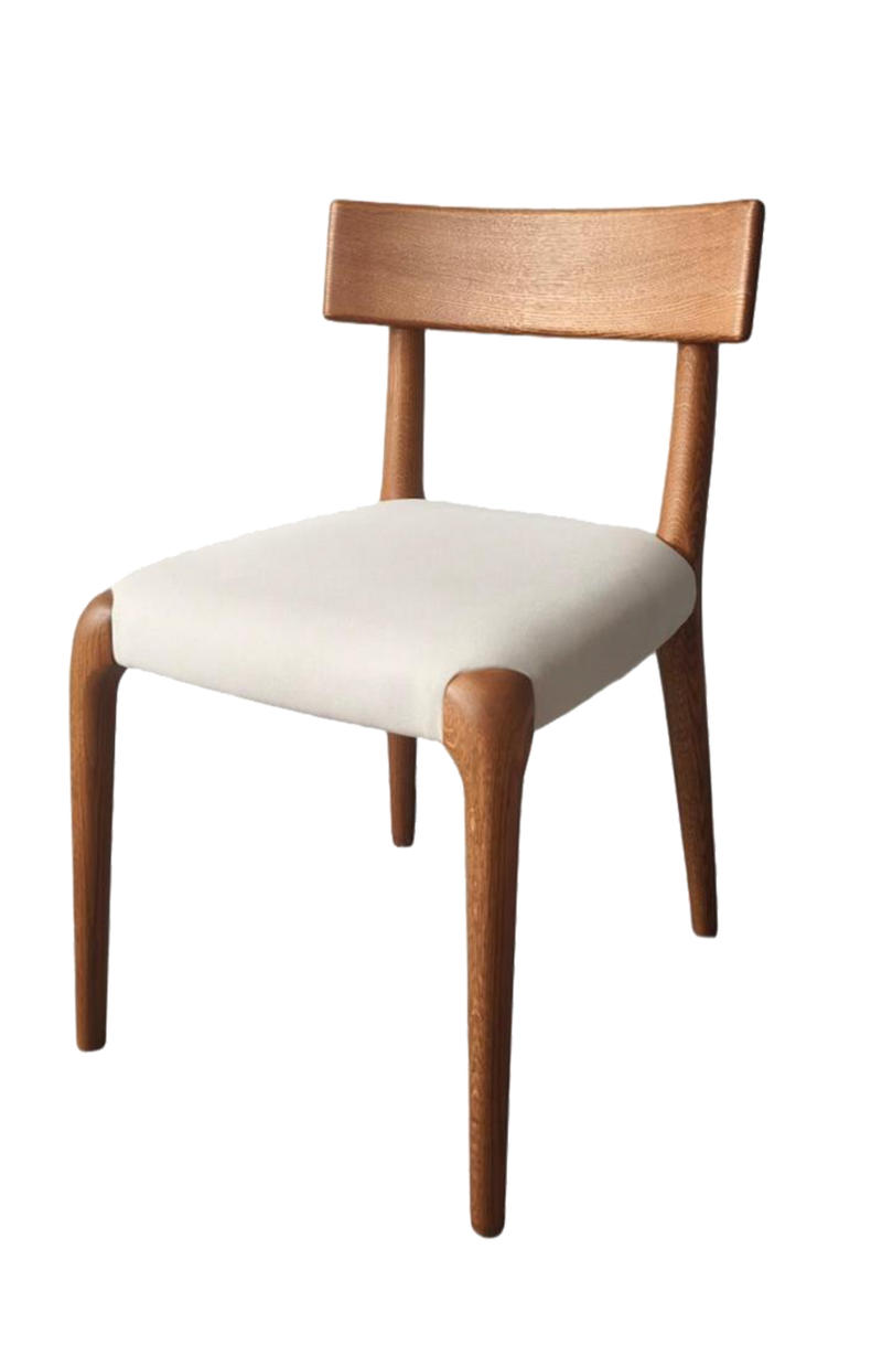 Beige Vinyl Seat Chair made by Rubber wood , Finish Walnut