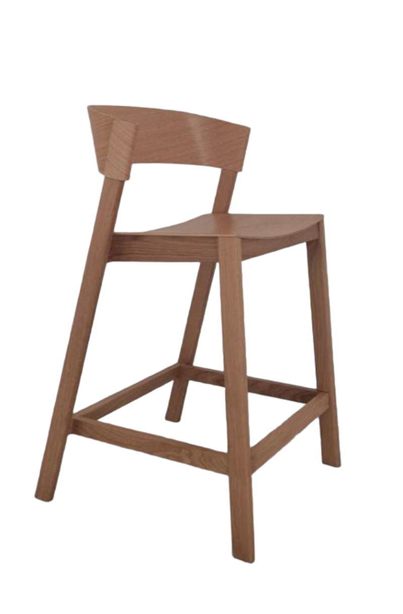 Walnut Ash Wood Barstool with White Seat