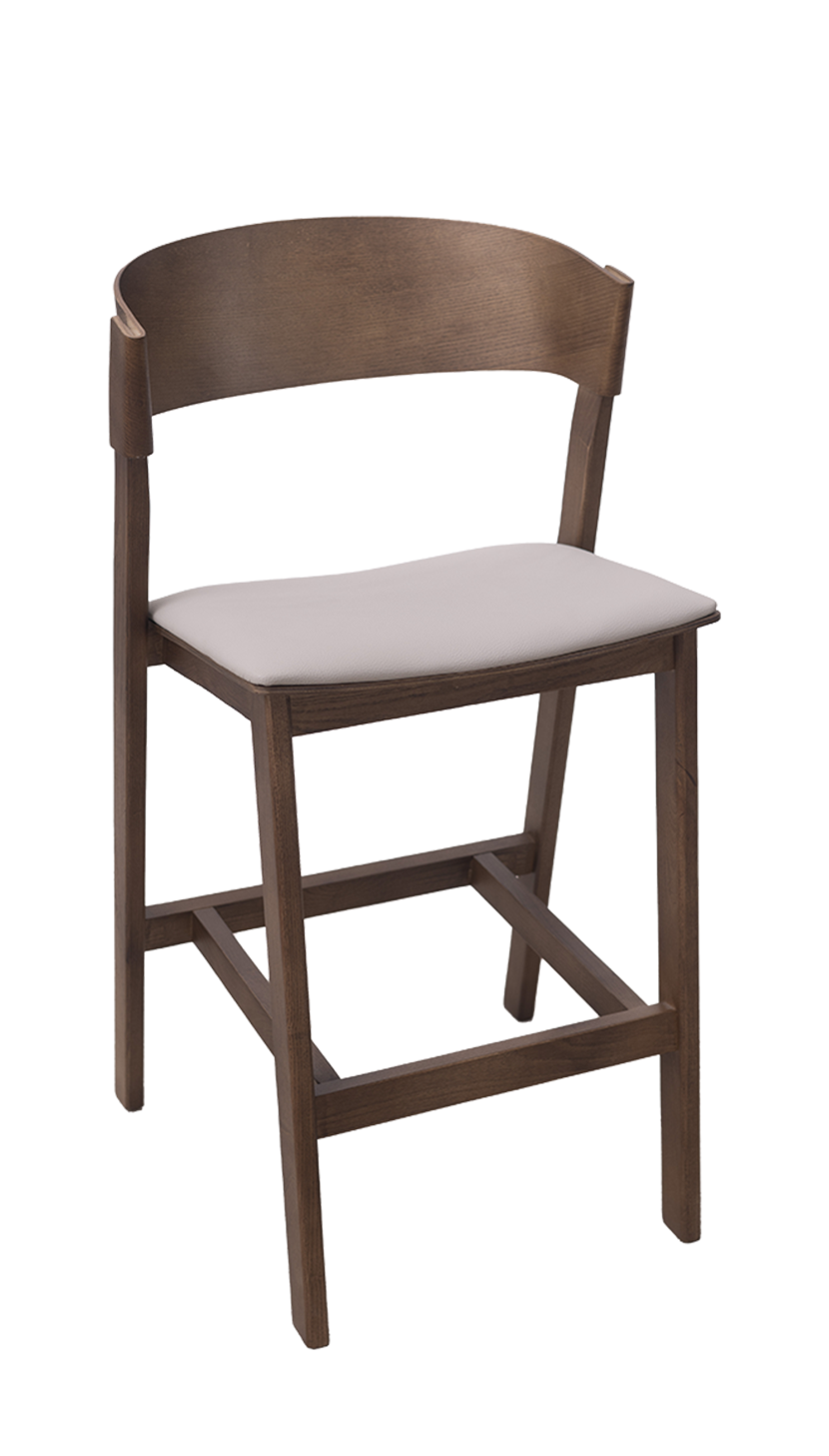 Walnut Ash Wood Barstool with White Seat