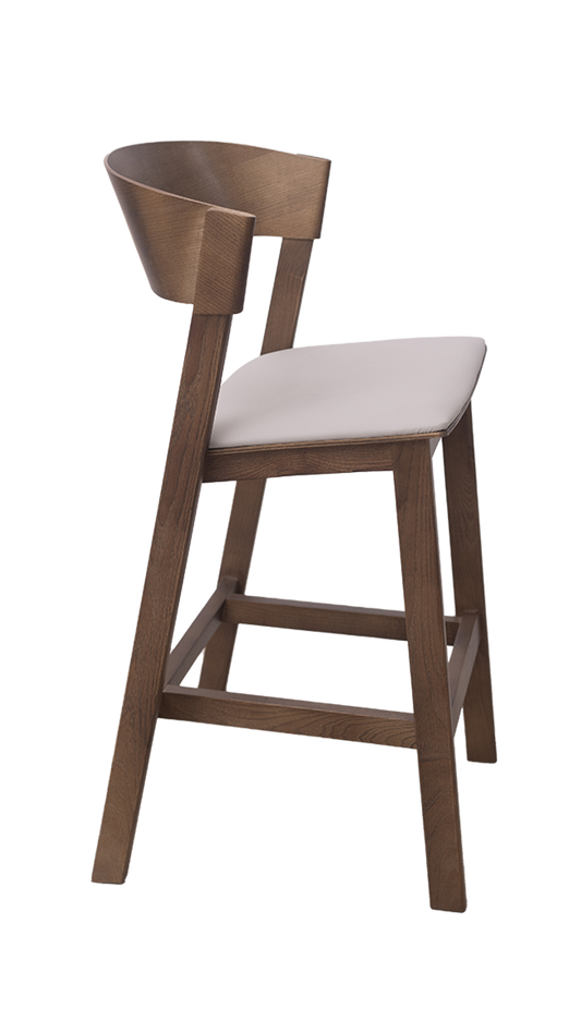 Walnut Ash Wood Barstool with White Seat