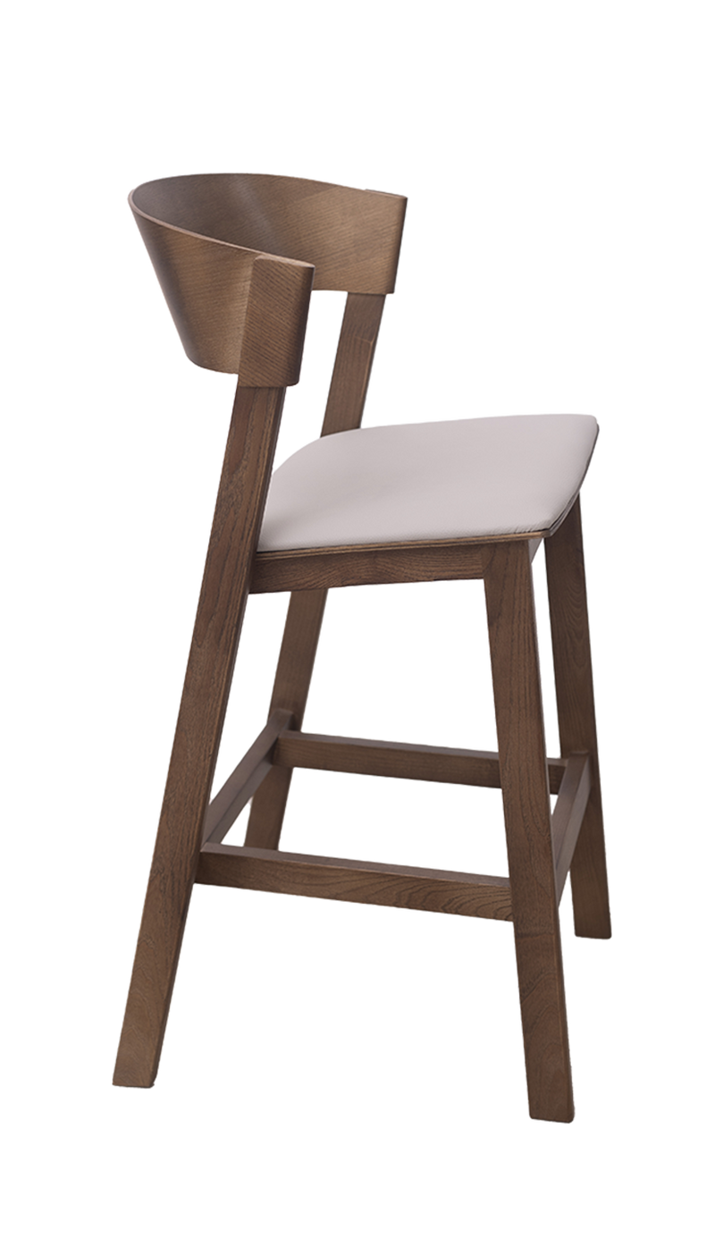 Walnut Ash Wood Barstool with White Seat