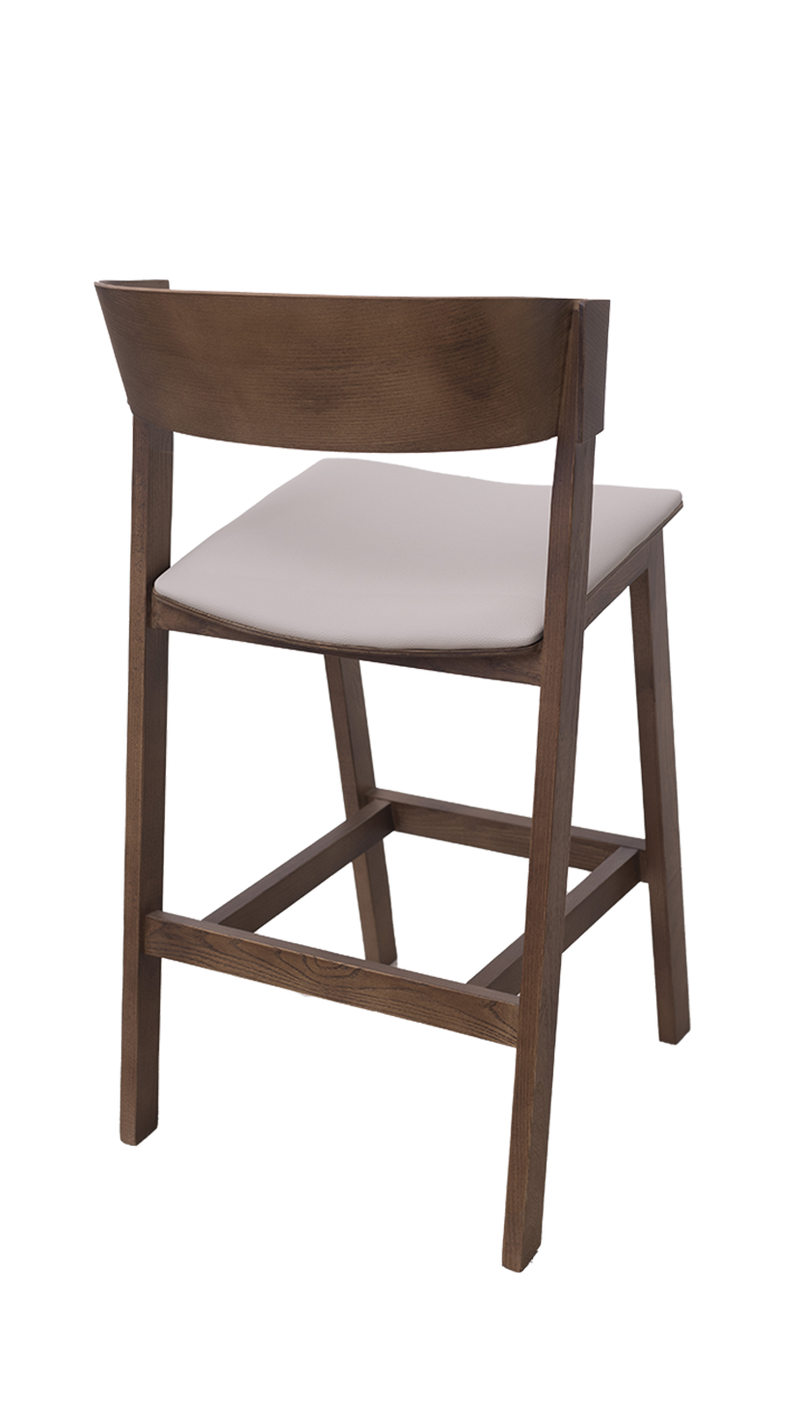 Walnut Ash Wood Barstool with White Seat
