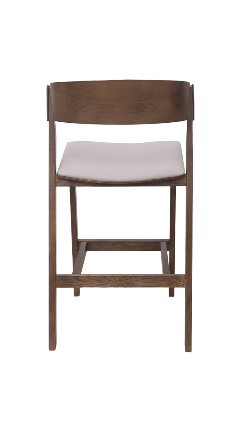 Walnut Ash Wood Barstool with White Seat