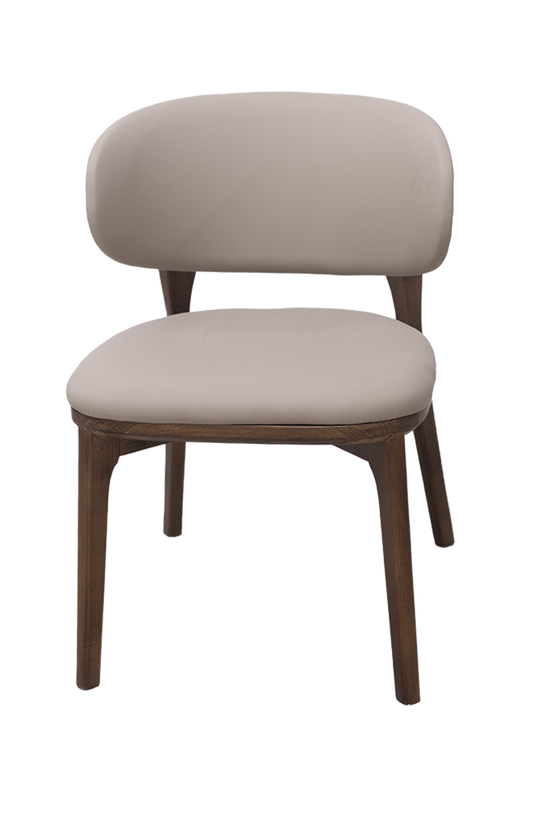White Vinyl Back and Seat Ash Wood Chair, Finish Walnut
