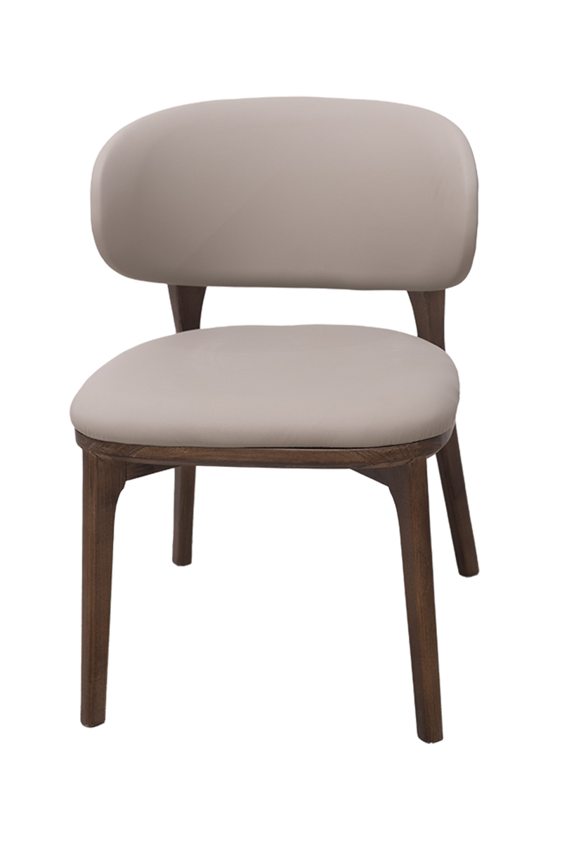 White Vinyl Back and Seat Ash Wood Chair, Finish Walnut