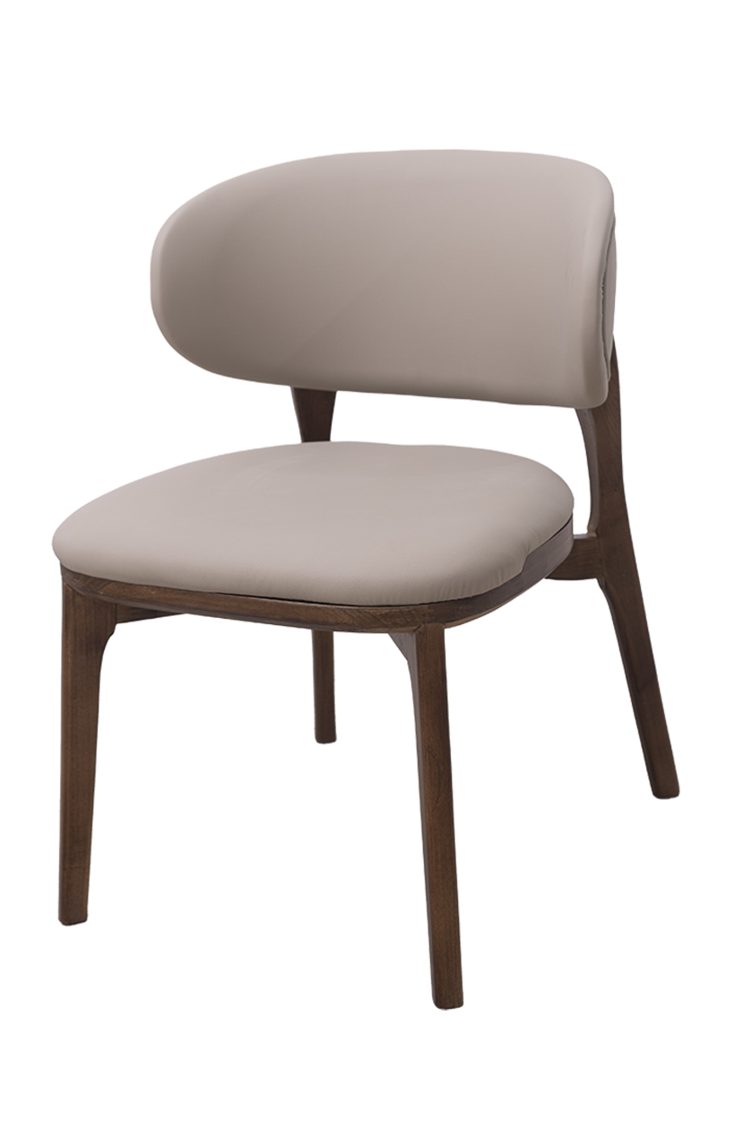 White Vinyl Back and Seat Ash Wood Chair, Finish Walnut