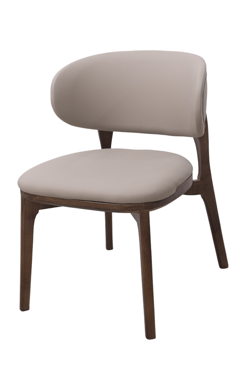 White Vinyl Back and Seat Ash Wood Chair, Finish Walnut