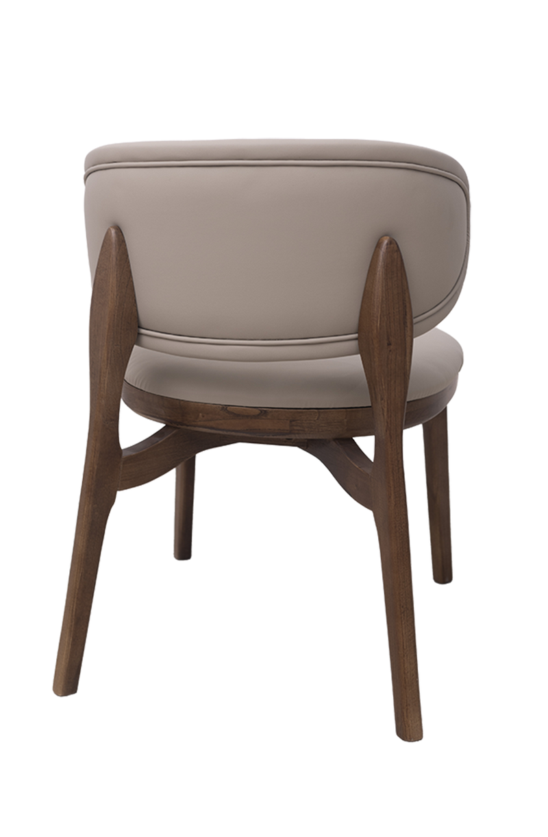 White Vinyl Back and Seat Ash Wood Chair, Finish Walnut