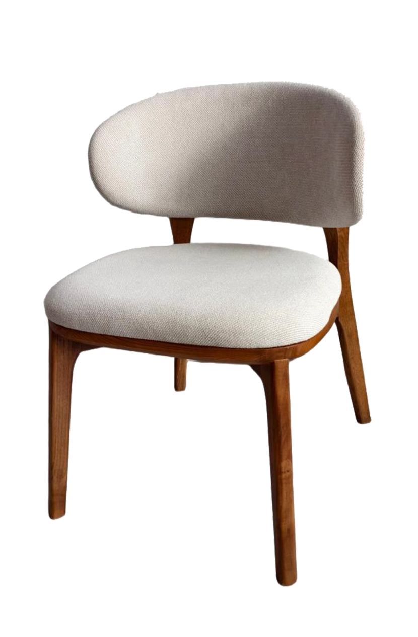 White Vinyl Back and Seat Rubber Chair, Finish Walnut