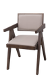 Walnut Ash wood ArmChair with Beige Vinyl Seat and Back, Finish Walnut