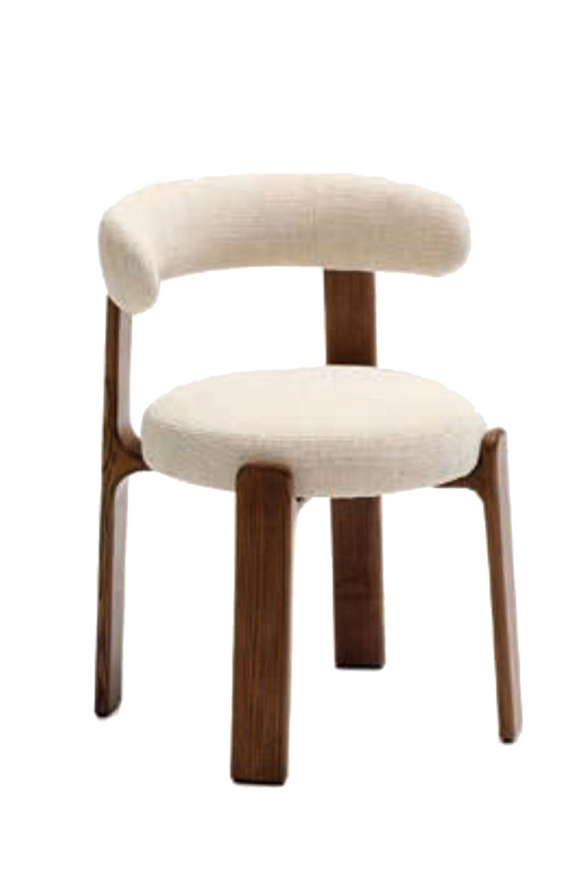 Classic Rubber Wood Chair with White Vinyl Seat&Back, Finish Walnut