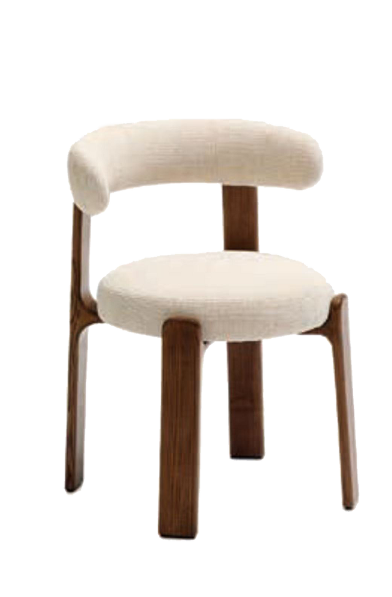 Classic Rubber Wood Chair with White Vinyl Seat&Back, Finish Walnut