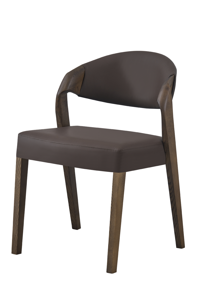 Ash wood Modern Chair with Black Seat&Back, Finish Walnut