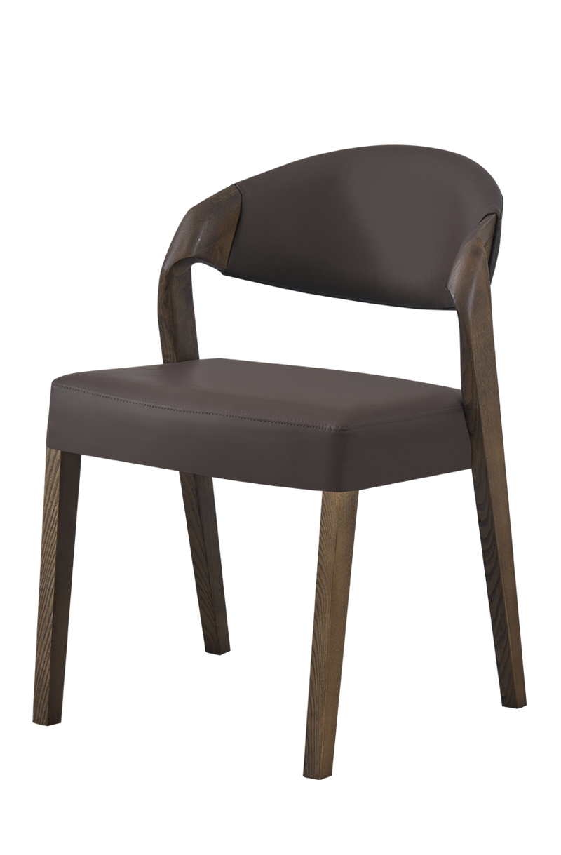 Ash wood Modern Chair with Black Seat&Back, Finish Walnut