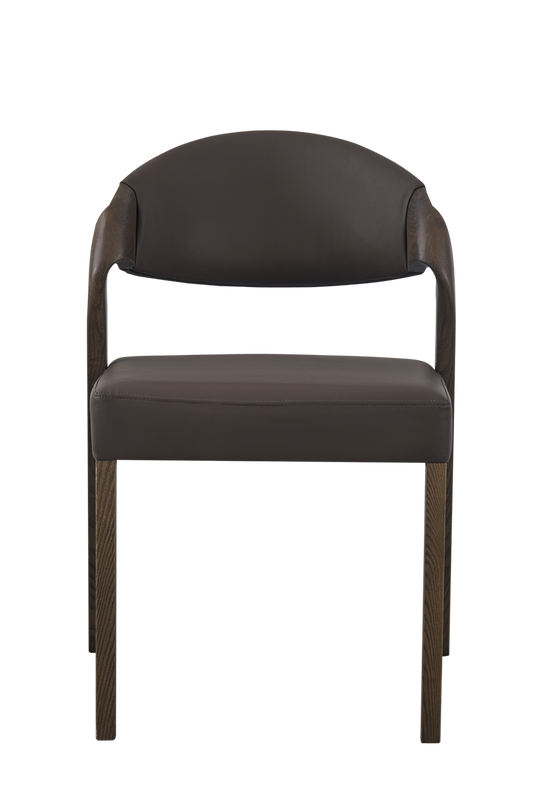 Ash wood Modern Chair with Black Seat&Back, Finish Walnut