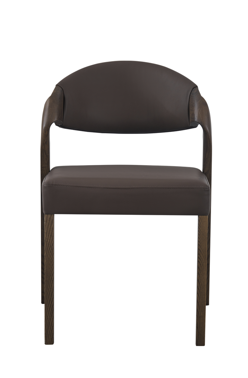 Ash wood Modern Chair with Black Seat&Back, Finish Walnut