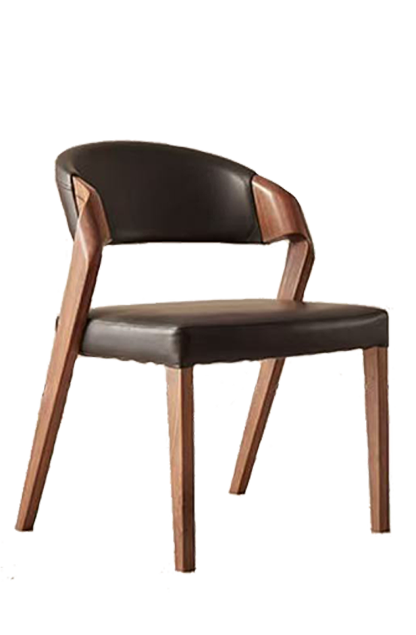 Ash wood Modern Chair with Black/Beige Seat&Back, Finish Walnut