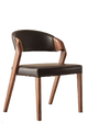 Ash wood Modern Chair with Black/Beige Seat&Back, Finish Walnut