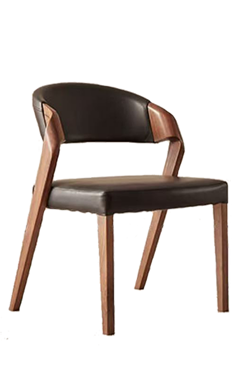 Ash wood Modern Chair with Black/Beige Seat&Back, Finish Walnut