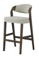 Ash wood Modern Barstool with Beige Seat&Back, Finish Walnut