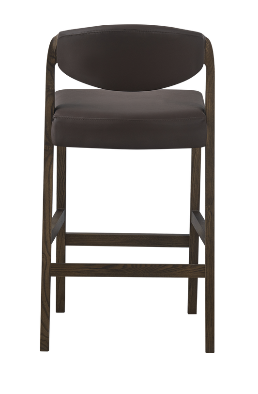 Ash wood Modern Barstool with Black Seat&Back, Finish Walnut