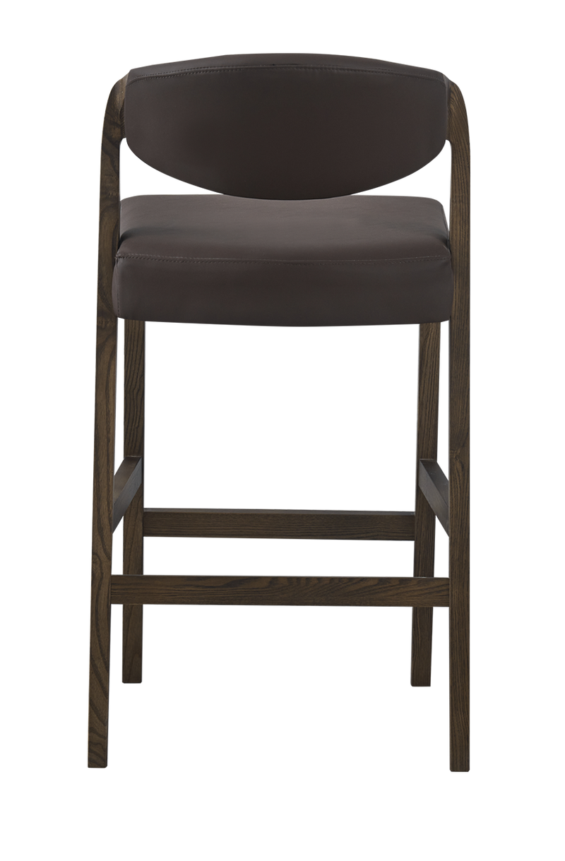 Ash wood Modern Barstool with Black Seat&Back, Finish Walnut