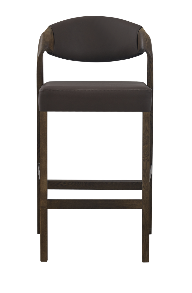 Ash wood Modern Barstool with Black Seat&Back, Finish Walnut
