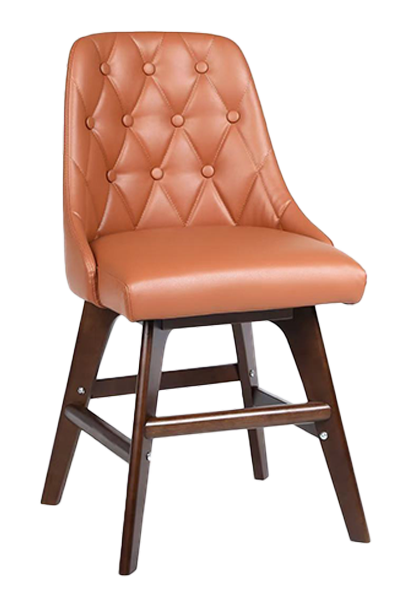 Ash wood Modern Chair with Brown Seat&Back, Finish Walnut