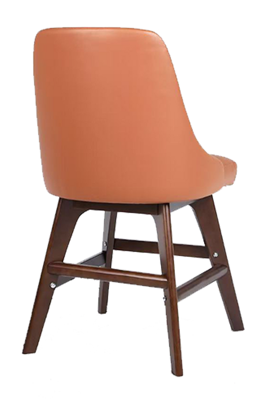 Ash wood Modern Chair with Brown Seat&Back, Finish Walnut