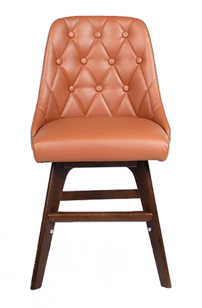 Ash wood Modern Chair with Brown Seat&Back, Finish Walnut