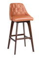 Ash Wood Barstool with Brown Vinyl Seat, Finish Walnut