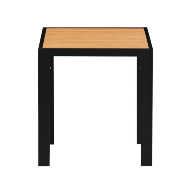 36" x 36" Outdoor Aluminum Table Finish Natural with Imitation Teak Slats