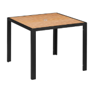 36" x 36" Outdoor Aluminum Table Finish Natural with Imitation Teak Slats