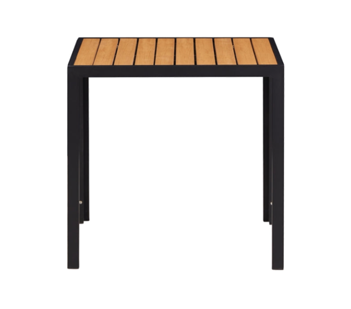 36" x 36" Outdoor Aluminum Table Finish Natural with Imitation Teak Slats
