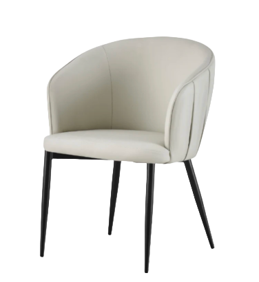 MId-Century Indoor Modern Metal Chair with White Vinyl