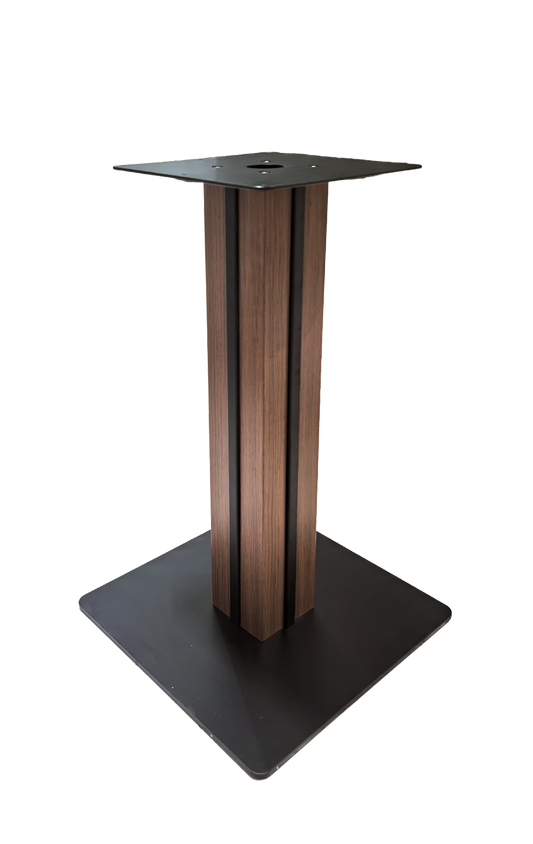 Indoor 18" X 18" Square Steel Table Base W/ Walnut Column