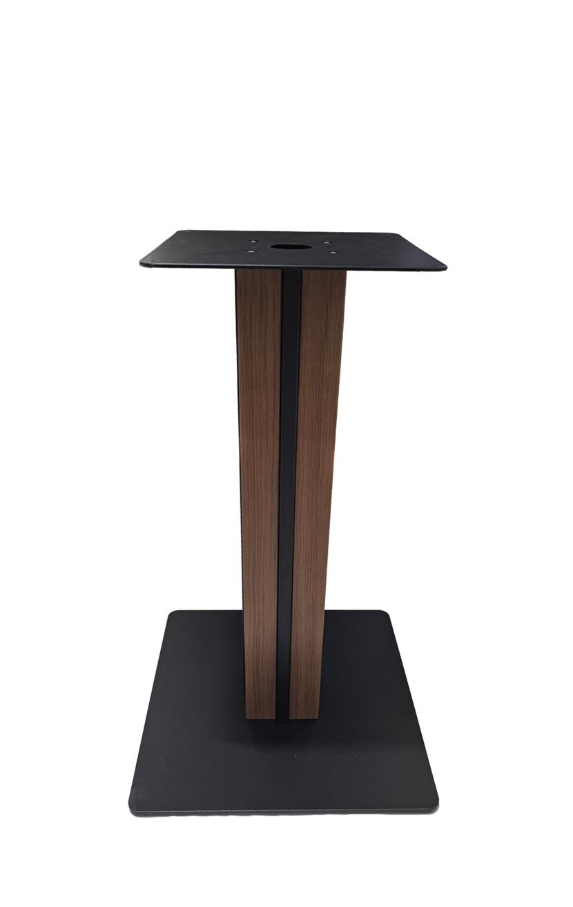 Indoor 18" X 18" Square Steel Table Base W/ Walnut Column