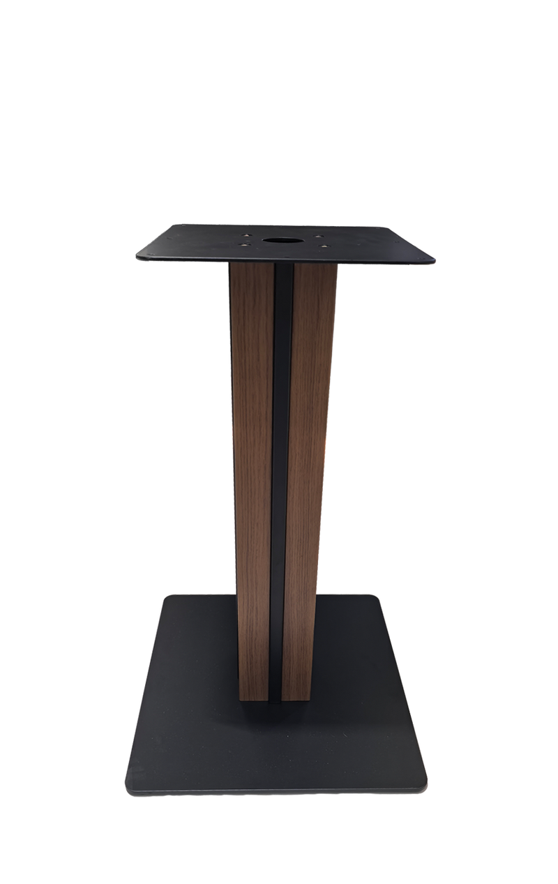 Indoor 18" X 18" Square Steel Table Base W/ Walnut Column