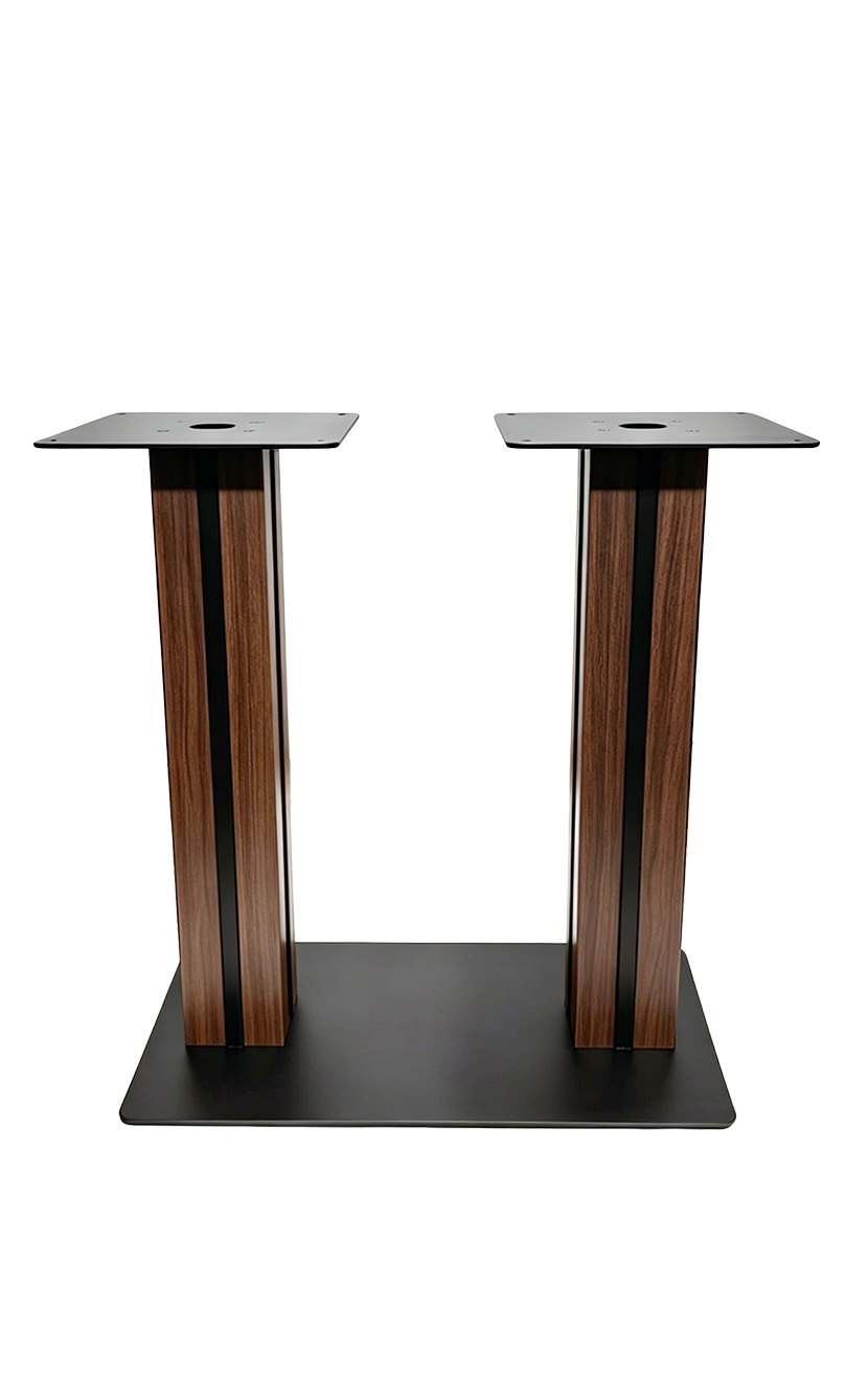 Indoor 16" X 28" Rectangle Steel Table Base W/ Walnut Column