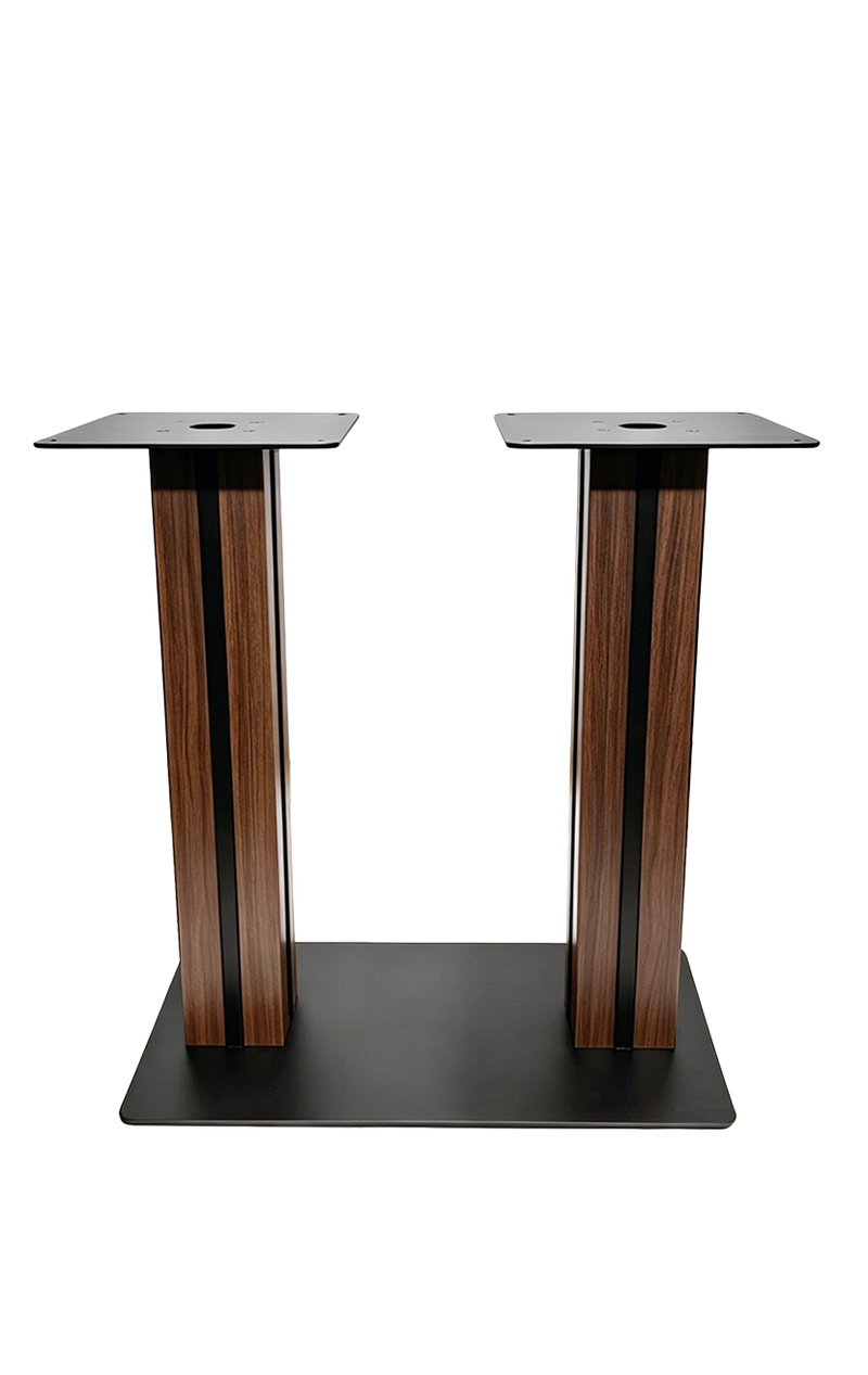Indoor 16" X 28" Rectangle Steel Table Base W/ Walnut Column