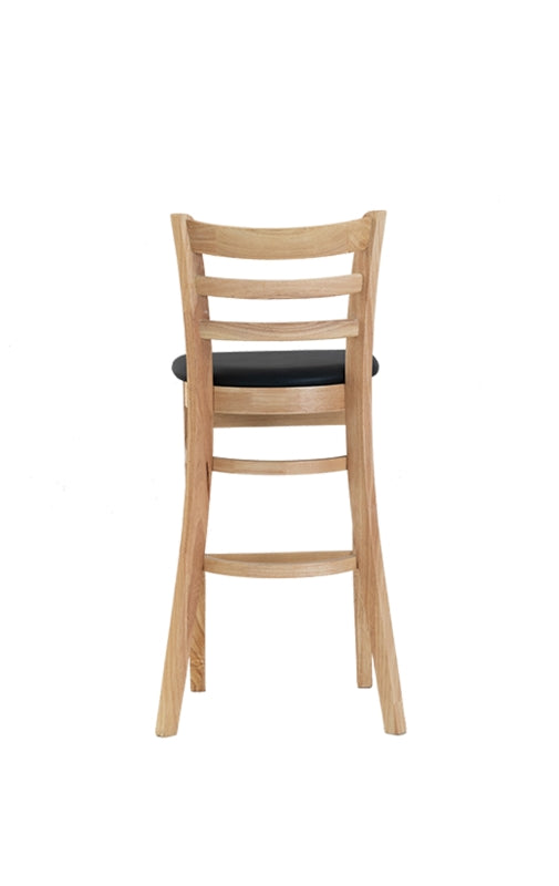 Natural Rubber Wood Dinning Barstool with Vinyl Seat of Black
