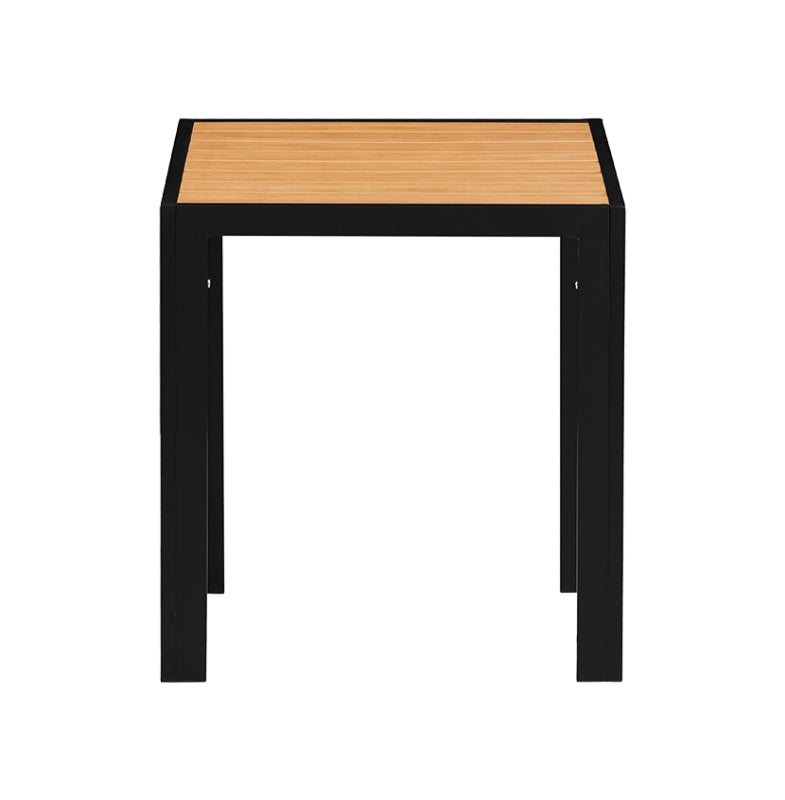 Outdoor Aluminum Table Finish Natural with Imitation Teak Slats
