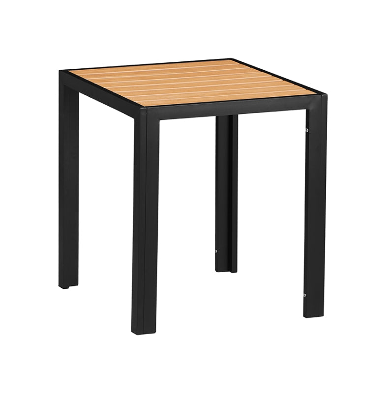 Outdoor Aluminum Table Finish Natural with Imitation Teak Slats